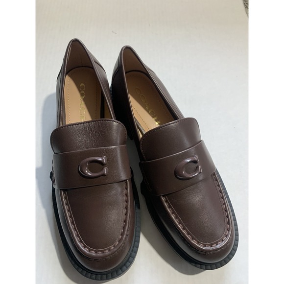 COACH Sz 6B Maple Brown Leah Patent Leather Platform Loafer - Picture 8 of 8